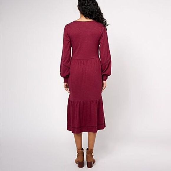 NWT Denim & Co Women’s Black  Long Sleeve Crew Neck Midi Boot Dress - 1XL - Picture 2 of 6